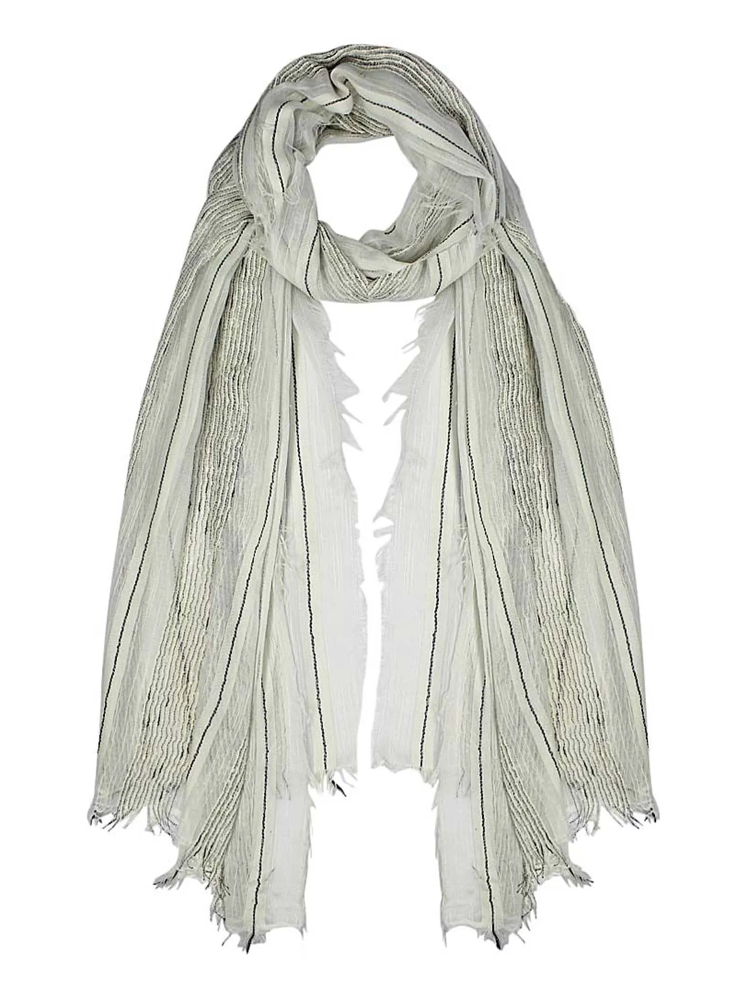 Lightweight Scarf With Bold Knit & Frayed Fringe