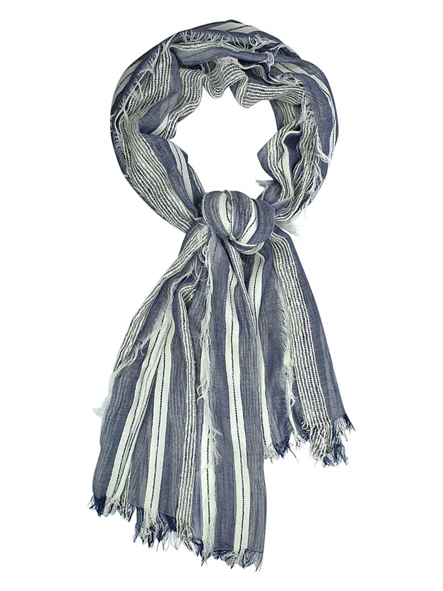 Lightweight Scarf With Bold Knit & Frayed Fringe