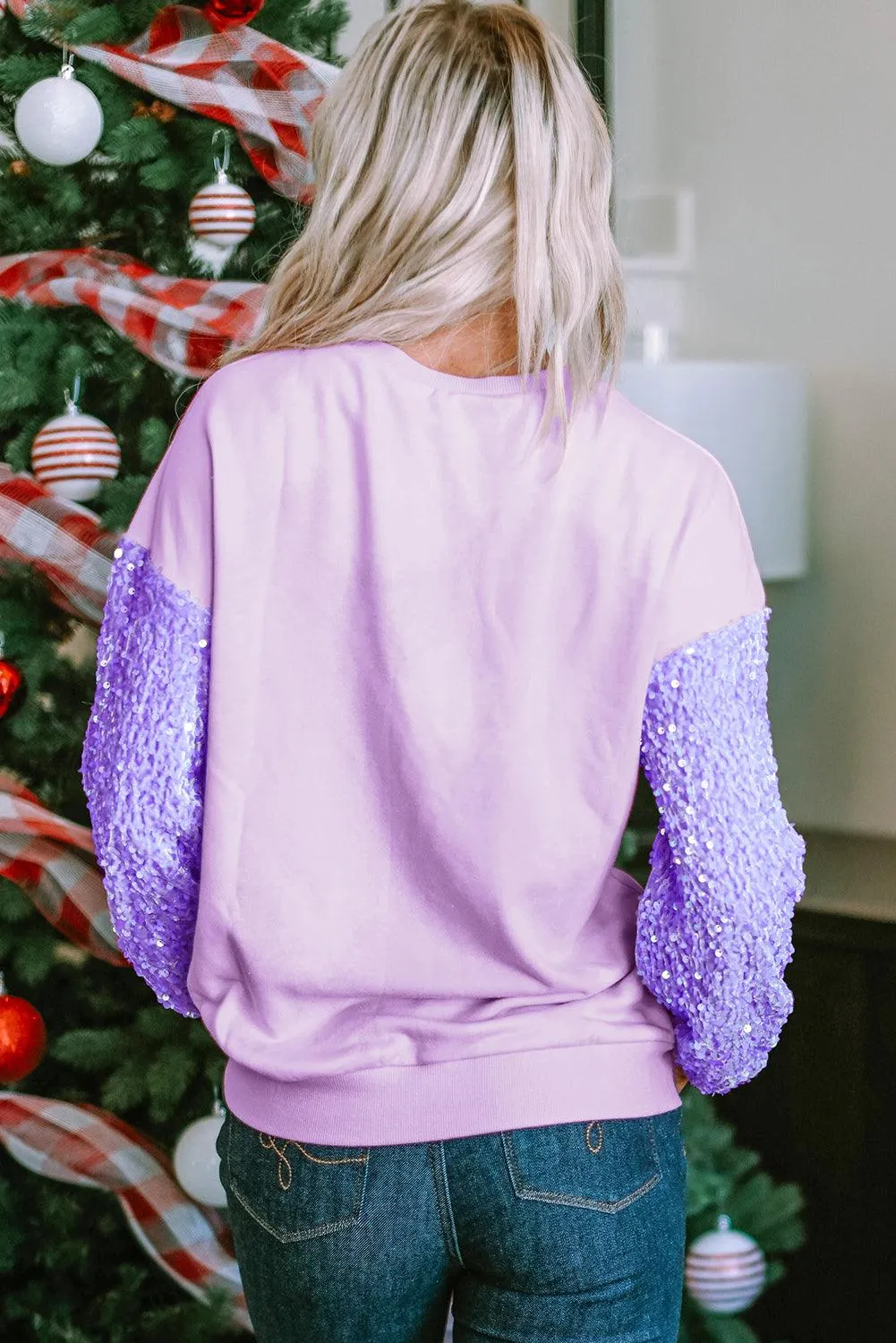 Lilac Mardi Gras Sequin Sweater