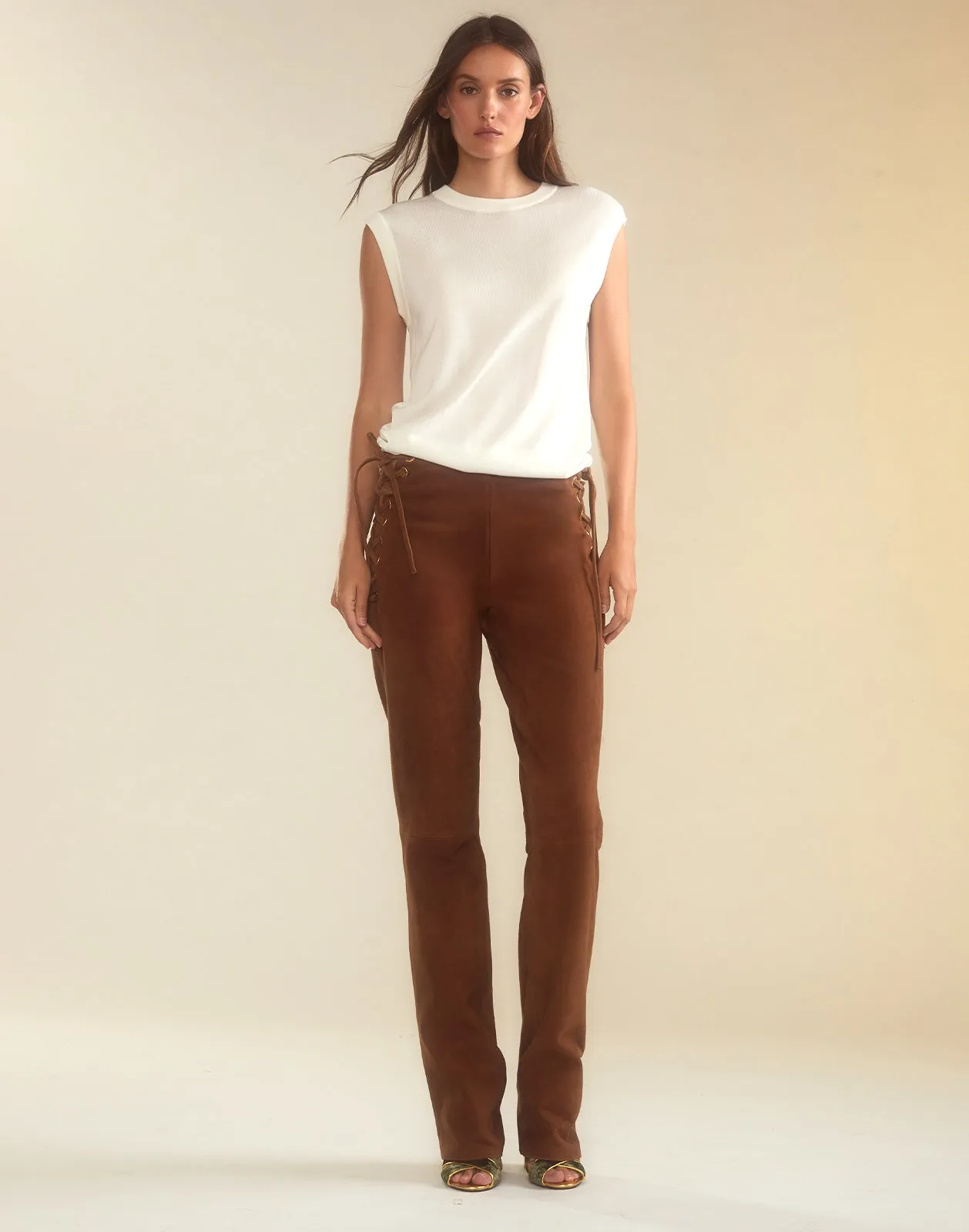 Liv Lace-Up Suede Pants