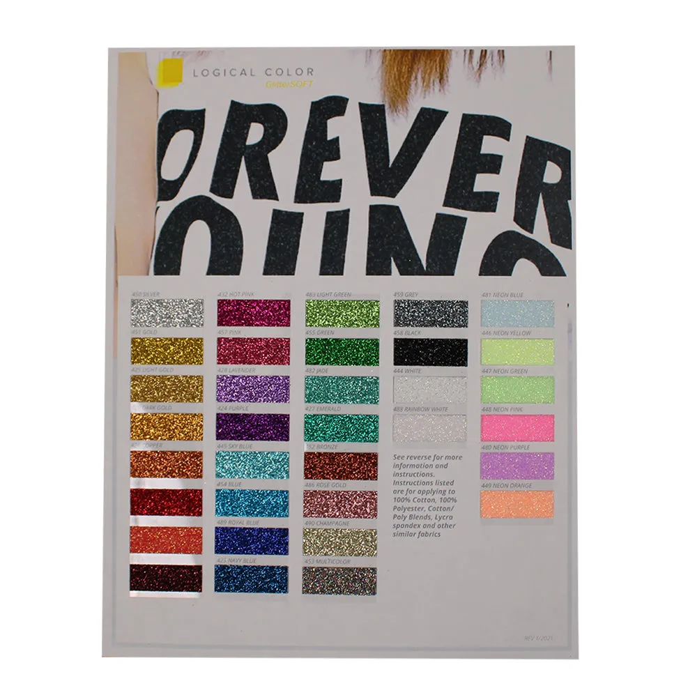 Logical Color GlitterSOFT Heat Transfer Vinyl Color Chart