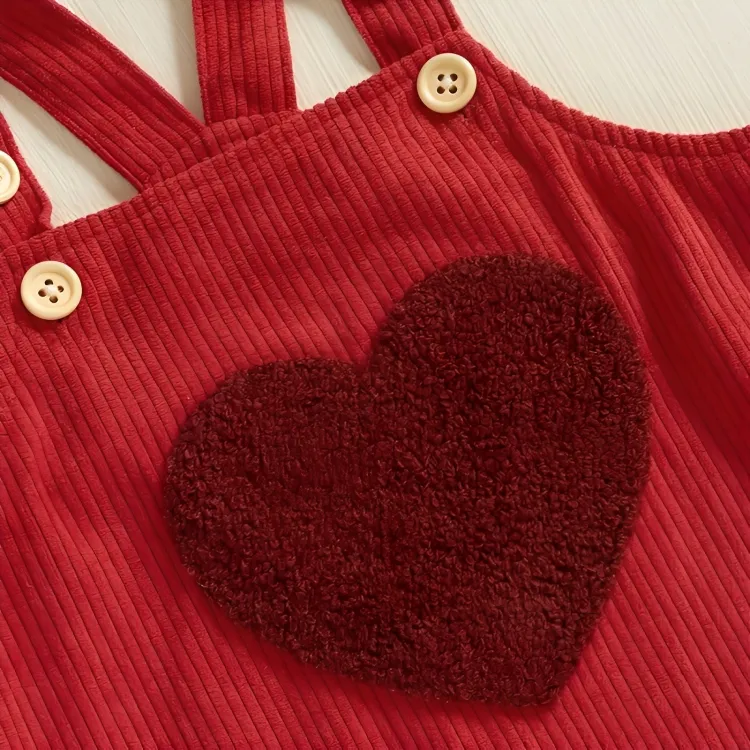 Long Sleeve Hearts Corduroy Baby Set