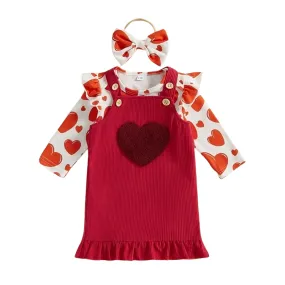 Long Sleeve Hearts Corduroy Baby Set