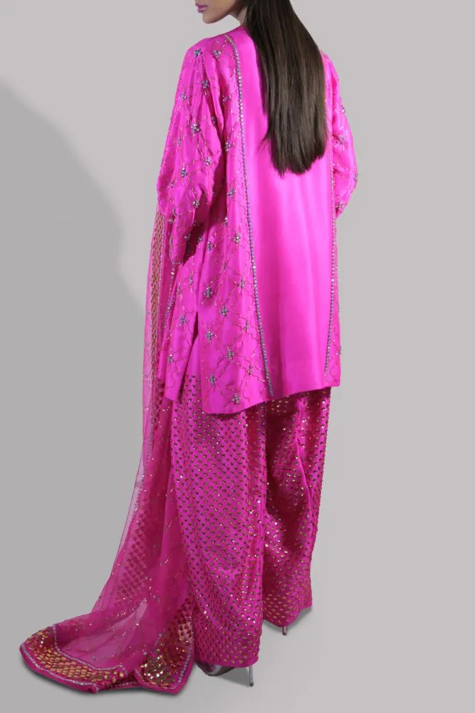 Luxe Edit '23 - Diva Pink Embellished Raw Silk Set