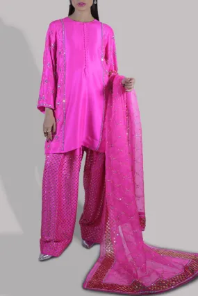 Luxe Edit '23 - Diva Pink Embellished Raw Silk Set