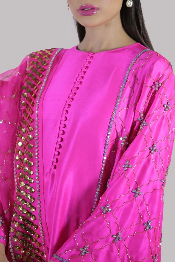 Luxe Edit '23 - Diva Pink Embellished Raw Silk Set