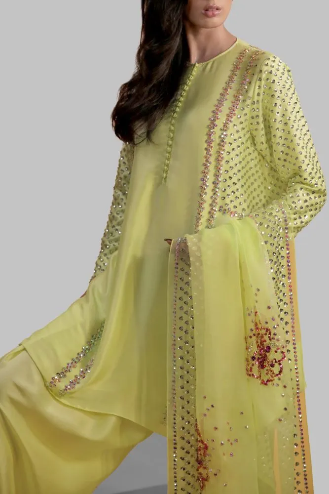 Luxe Edit '24 - Verbena Yellow Embellished Raw Silk Set