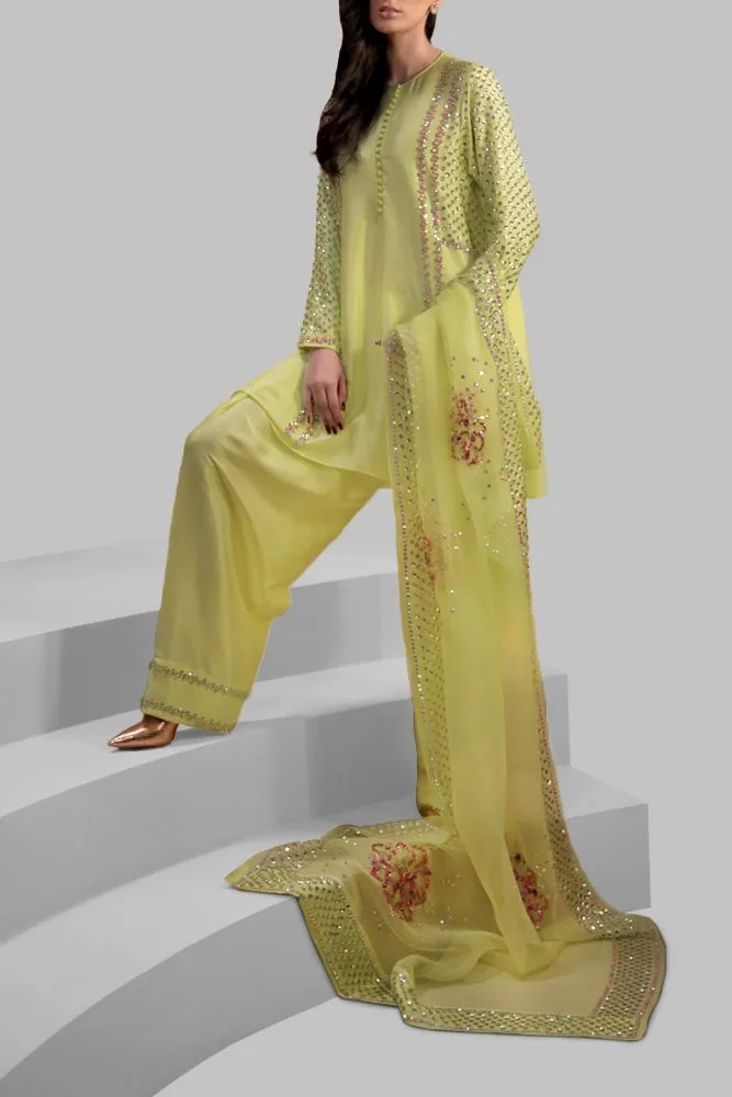 Luxe Edit '24 - Verbena Yellow Embellished Raw Silk Set