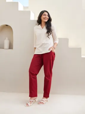 Maroon 100% Cotton - Everyday Pants