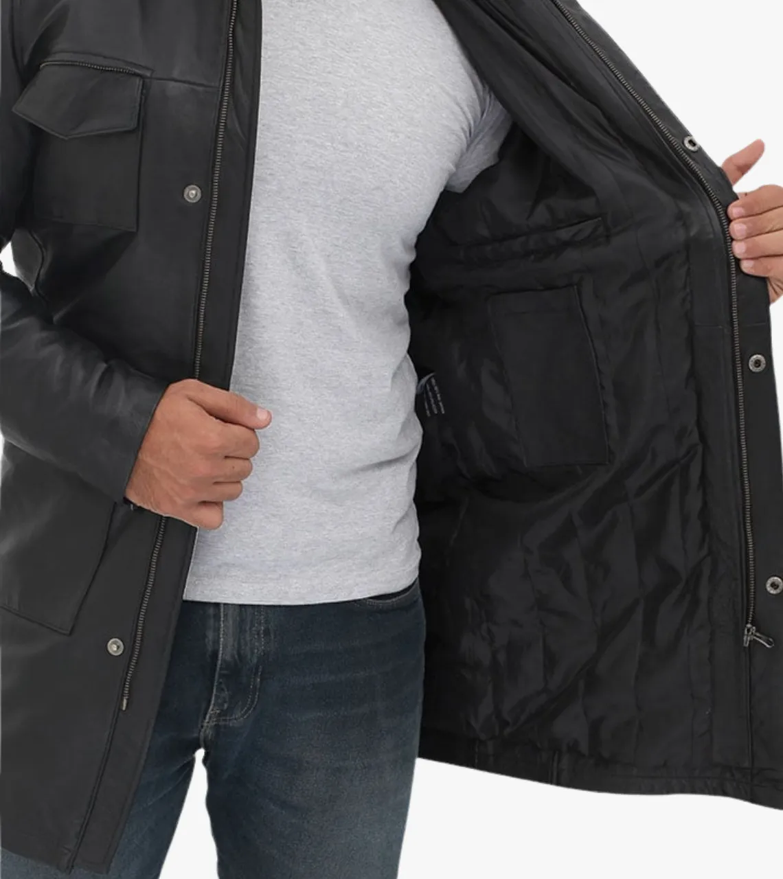 Maylin Men's Black Leather Coat