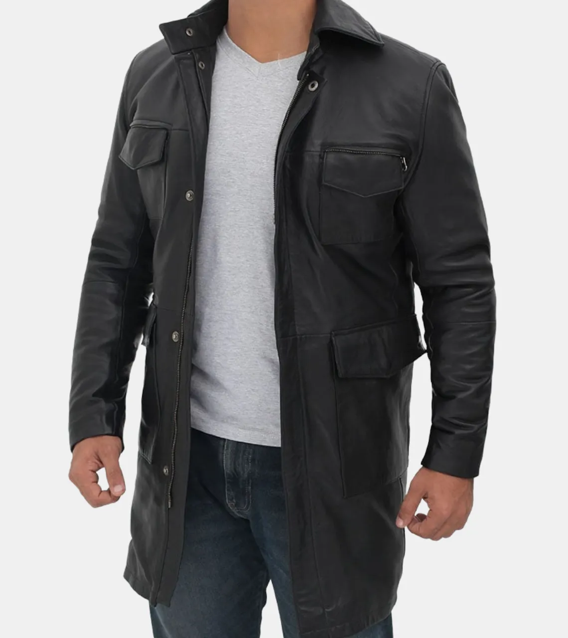 Maylin Men's Black Leather Coat