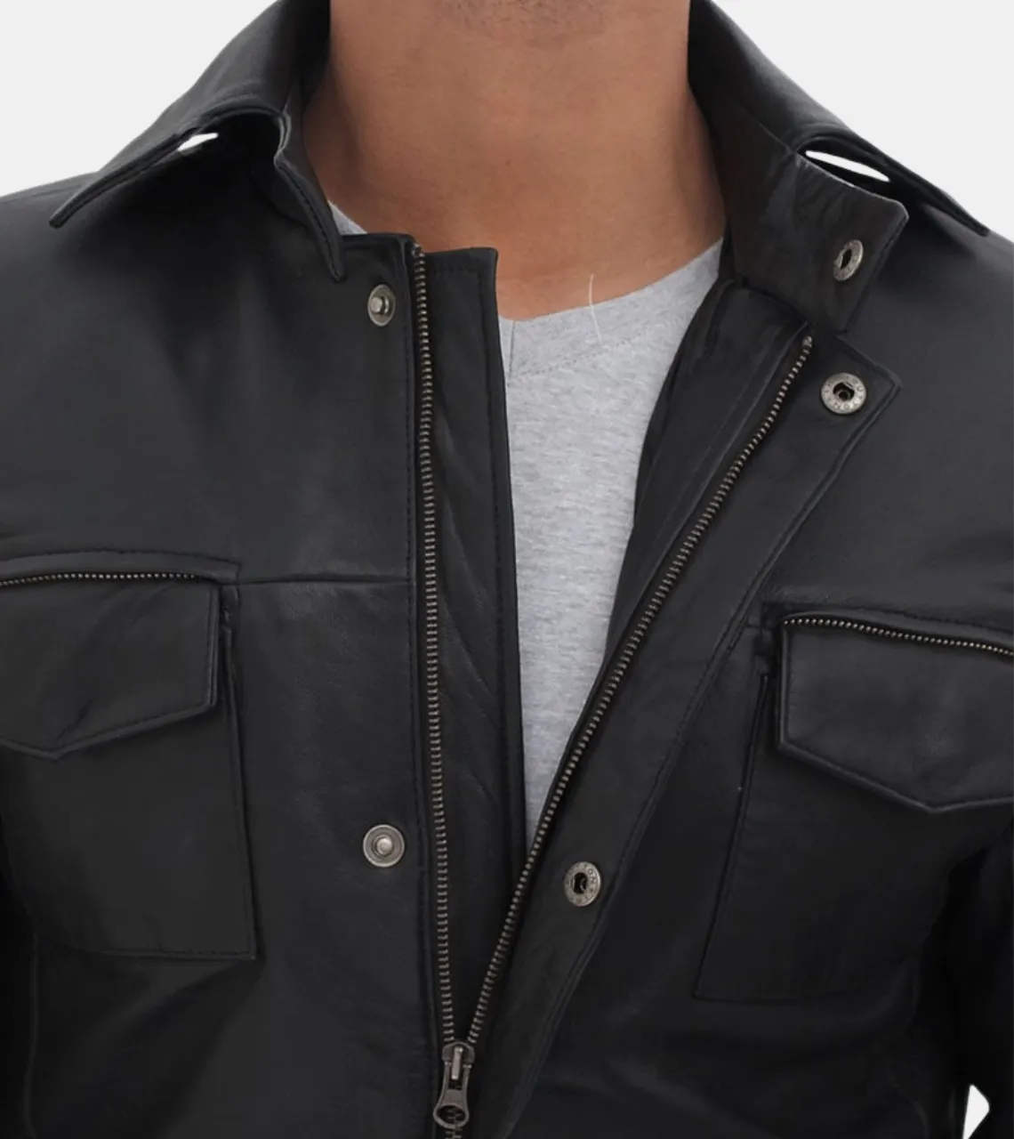 Maylin Men's Black Leather Coat