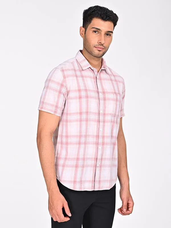 Men Checked Half Sleeve Cotton Shirt