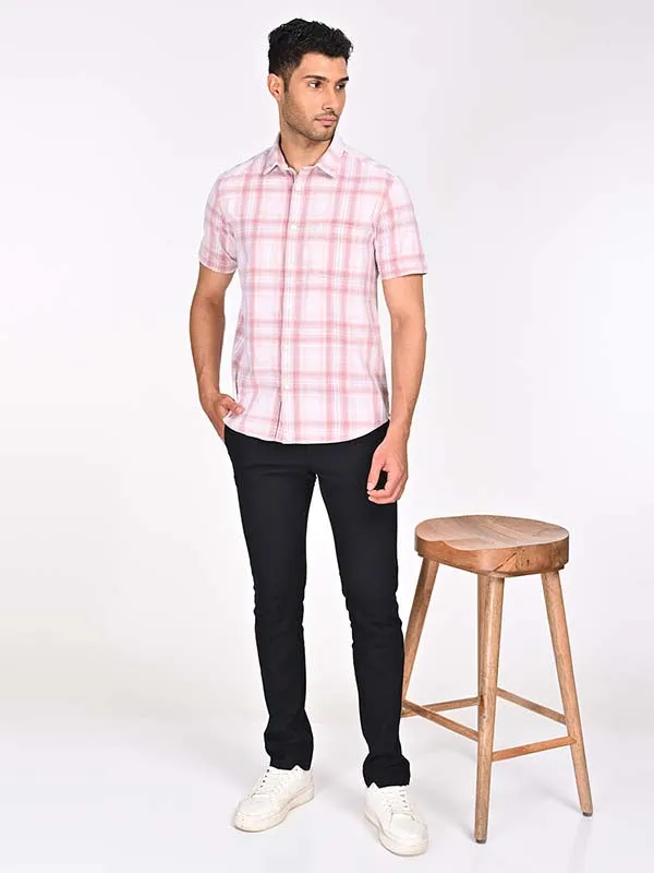 Men Checked Half Sleeve Cotton Shirt