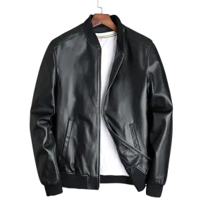 Mens Ace Genuine Real Leather Bomber Jacket