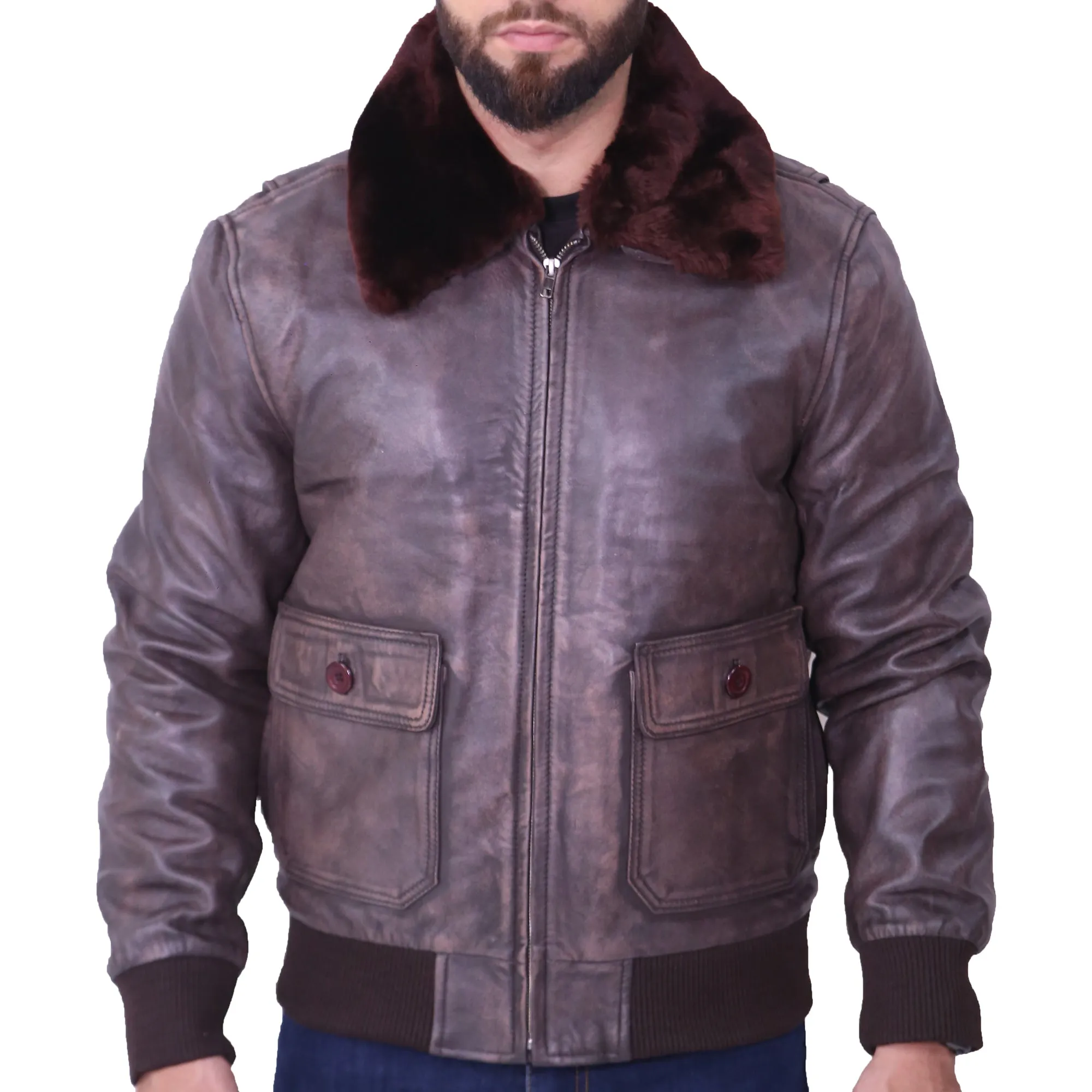 Men's Aviator G1US Navy Flight Distressed Brown Jacket