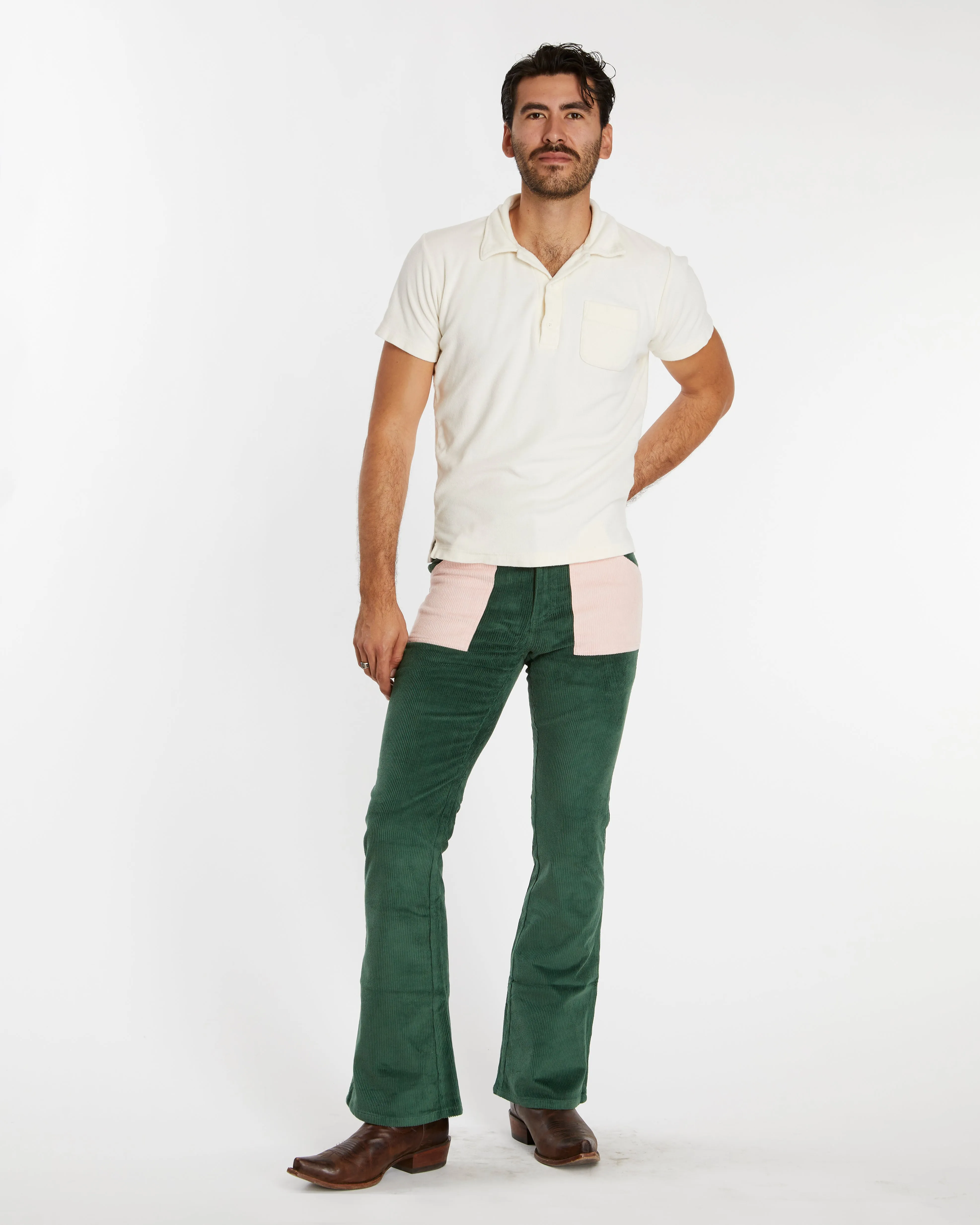 Men's Bell Bottom (Forest Green/Powder Pink)