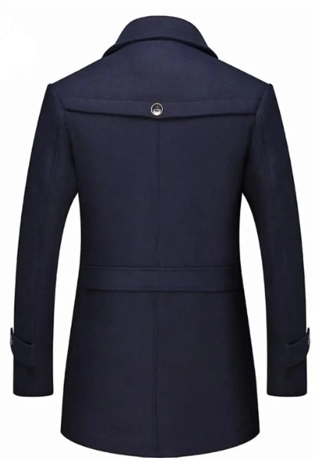 Men's Chic Mid-Length Wool Blend Coat with Layered Collar