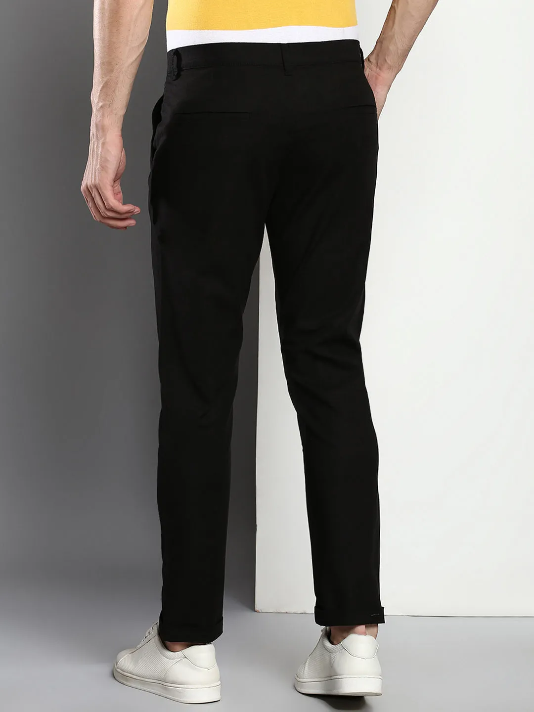 Men's Cotton Trouser Slim Fit Black  Mid Rise Waist With Four Pockets (B801_Black_28)