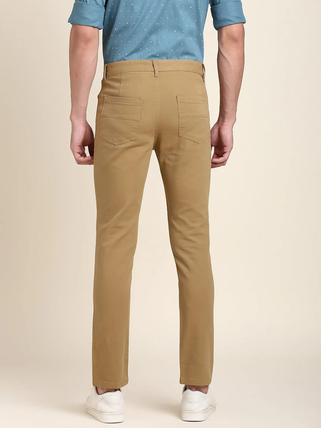 Men's Khaki Solid Chino