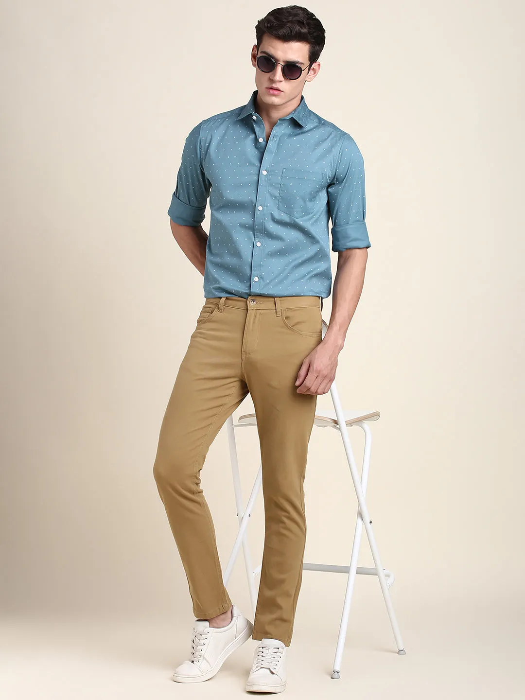 Men's Khaki Solid Chino