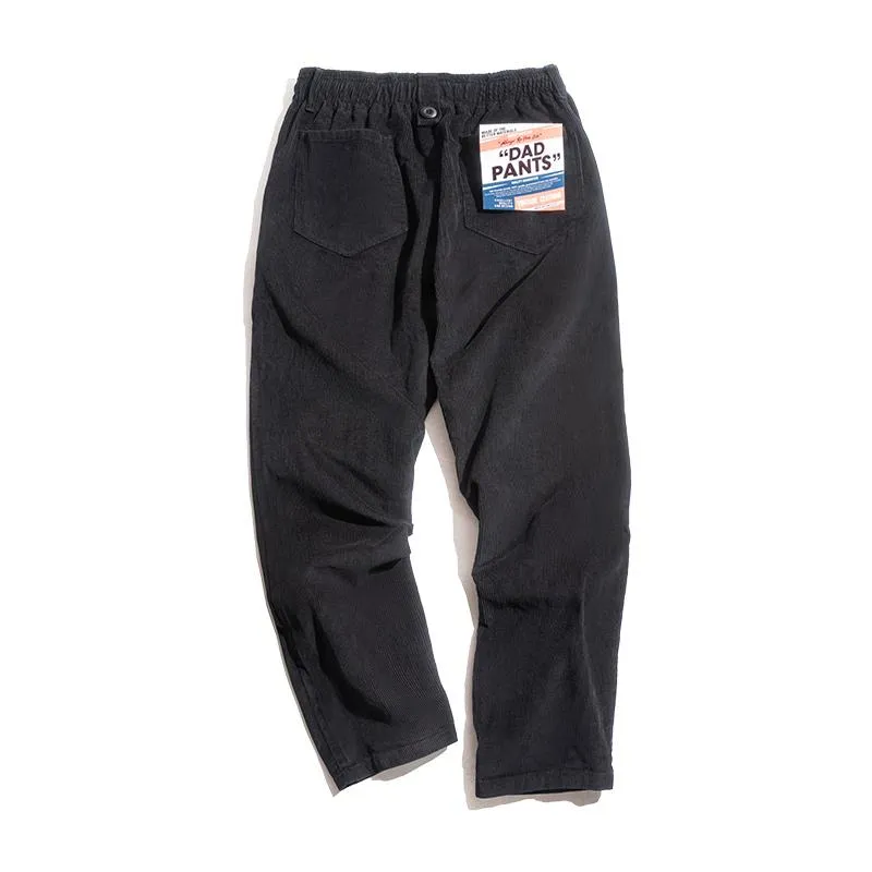 Men's Retro  Elastic Waist Corduroy Pants