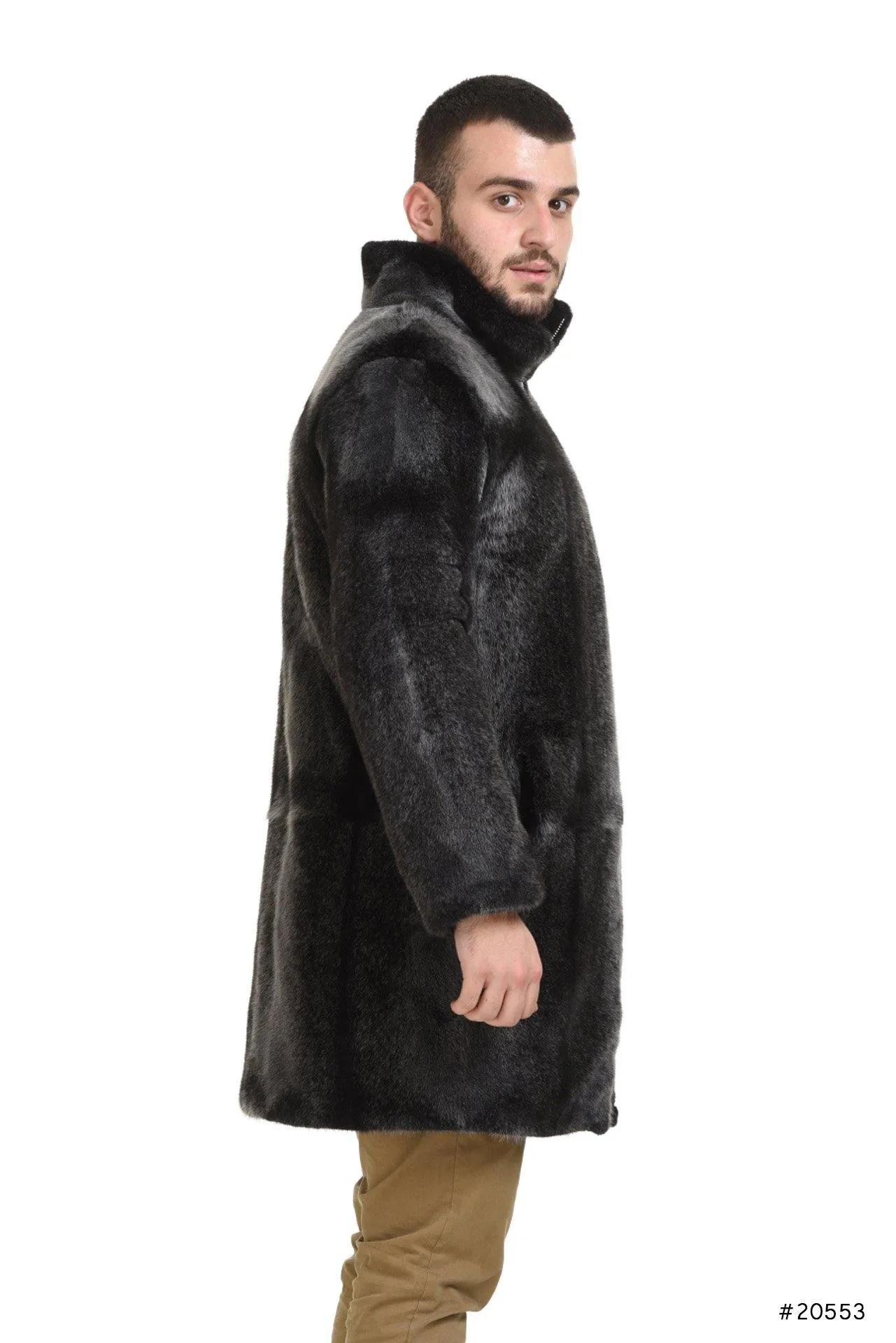 Men's reversible mink and textile coat