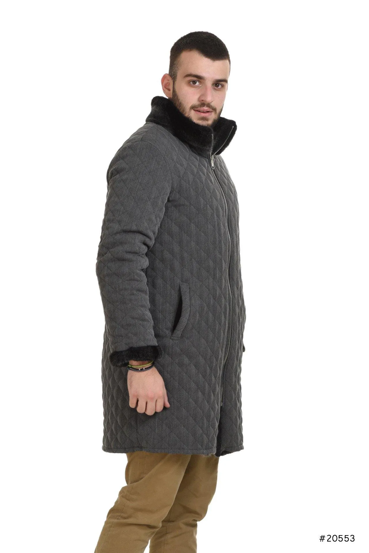 Men's reversible mink and textile coat