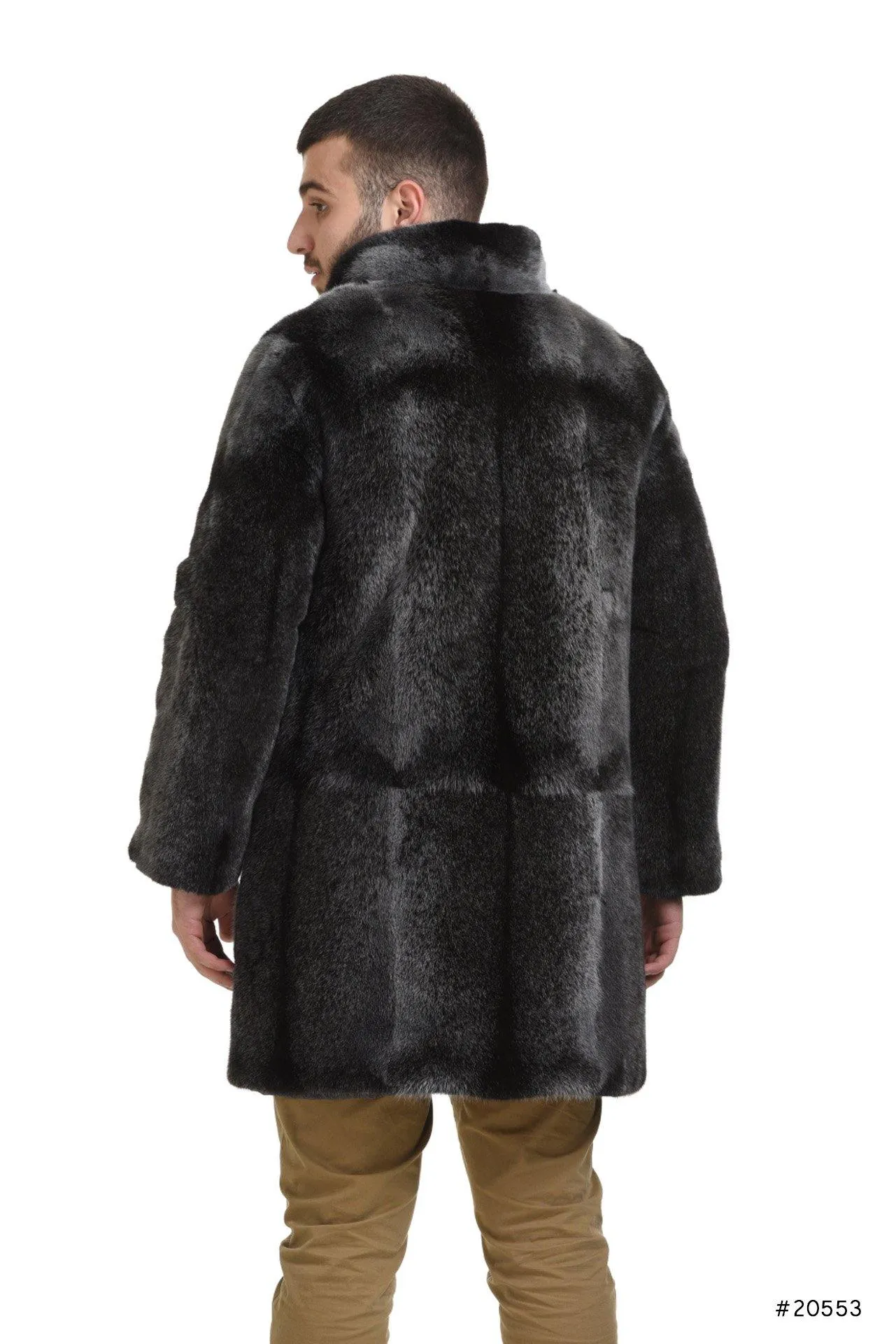 Men's reversible mink and textile coat