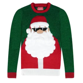 Mens Santa Sunglasses Christmas Jumper Novelty Sweater Knit