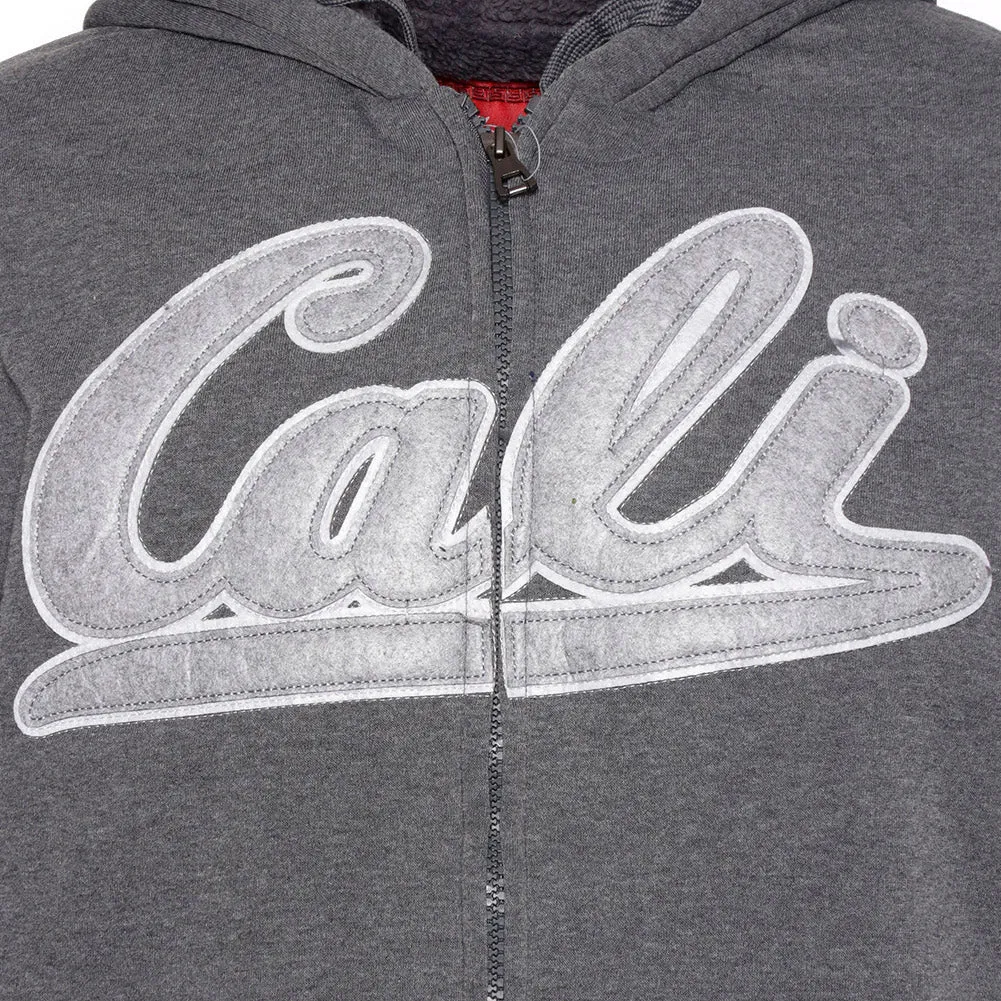 Mens Sweatshirt Hoodie Jacket Graphic Cali Sherpa Lining Zip Up