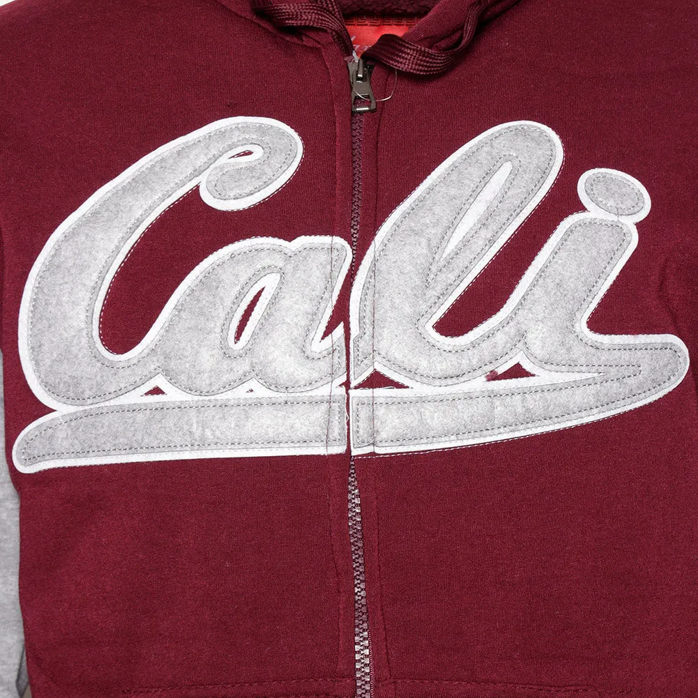 Mens Sweatshirt Hoodie Jacket Graphic Cali Sherpa Lining Zip Up