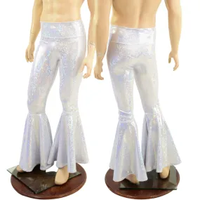 Mens White Kaleidoscope Bell Bottom Flares