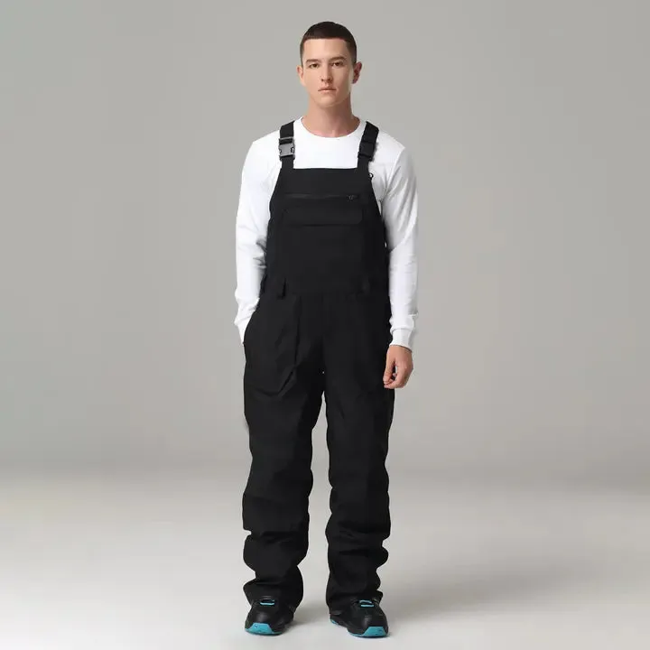 Men's Winter Windproof High Waist Overalls Ski Bibs Pants