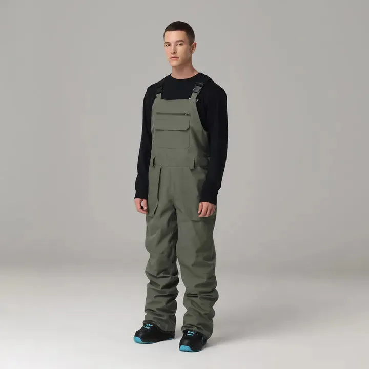 Men's Winter Windproof High Waist Overalls Ski Bibs Pants