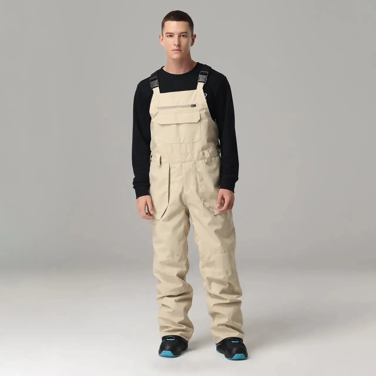 Men's Winter Windproof High Waist Overalls Ski Bibs Pants