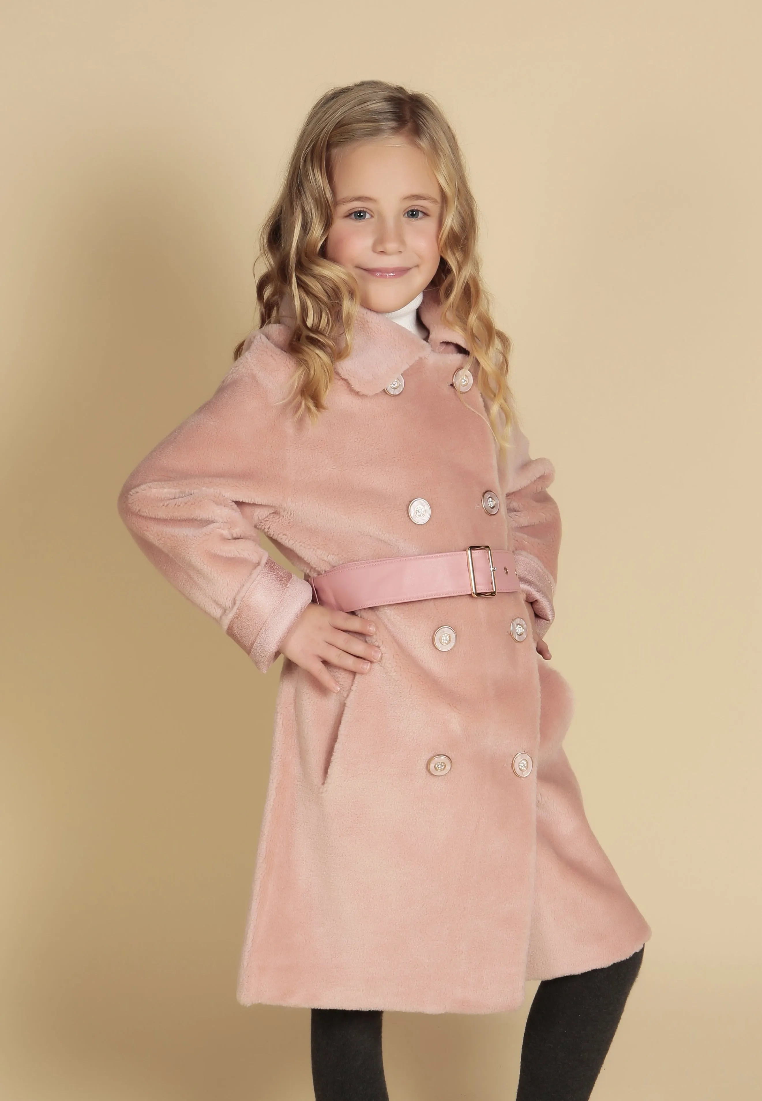 'Mini' 'Loren' Wool Coat in Rosa