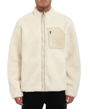 Muzzer Fuzzar Zip Fleece Jacket in Dirty White