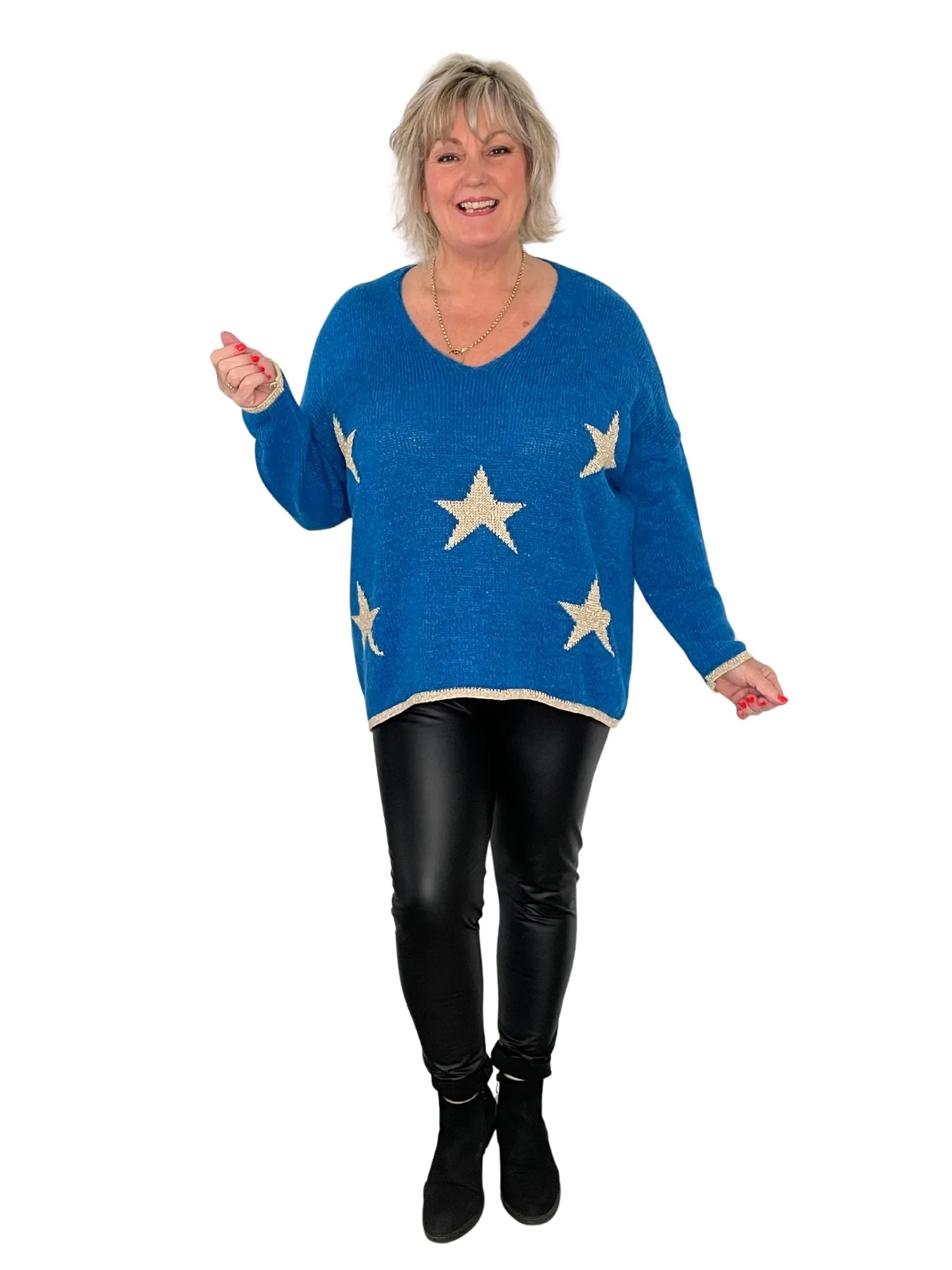 Naisha Star Wool Mix V-Neck Jumper