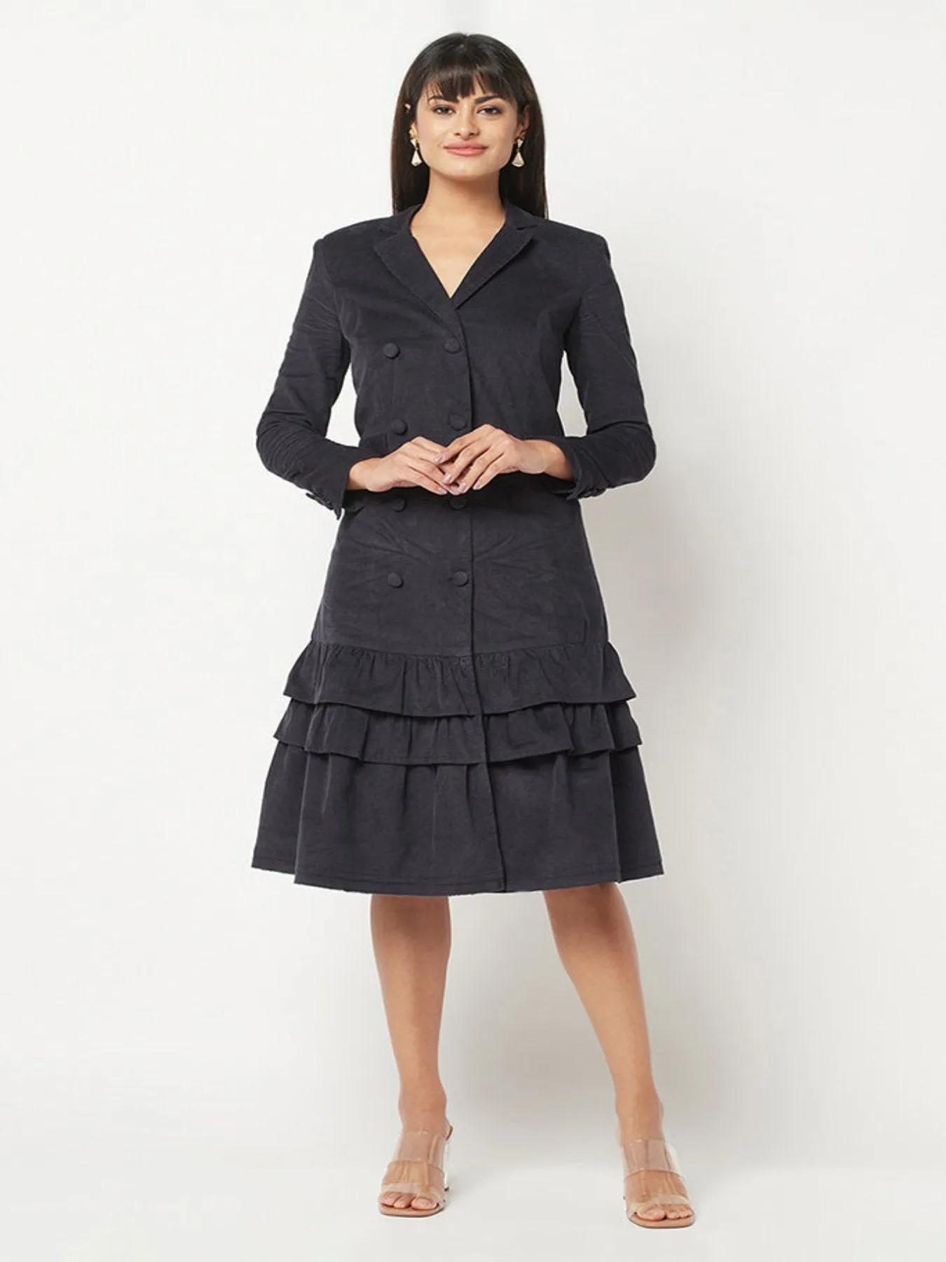 Navy Blue Corduroy Dress