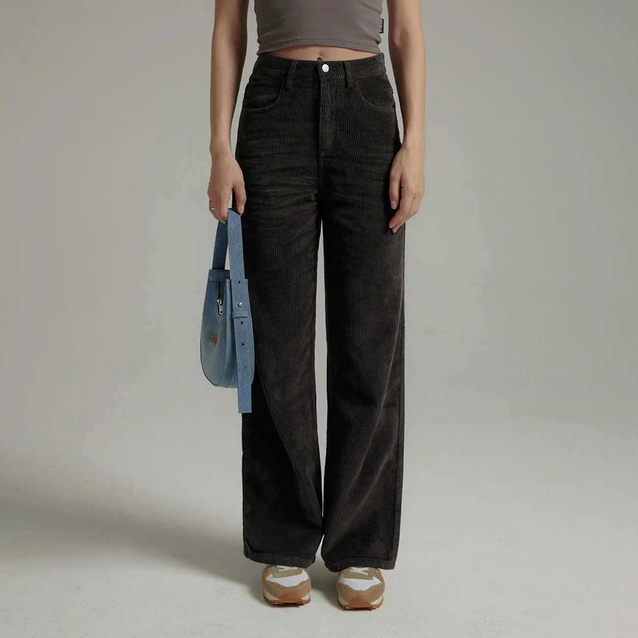 Neutral Corduroy Straight Pants