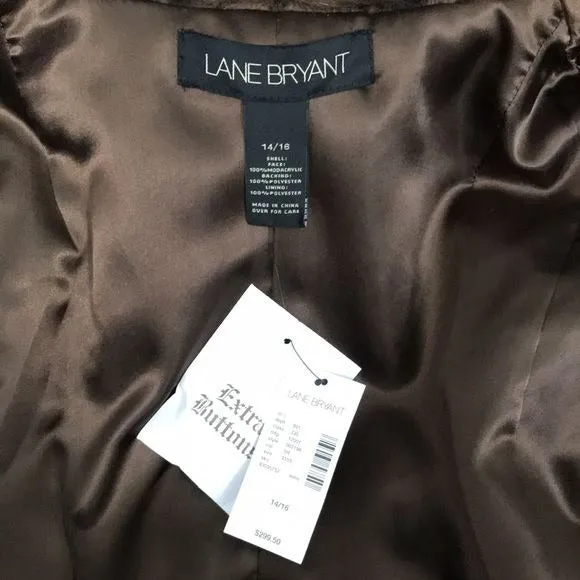 *NEW* LANE BRYANT Brown Faux Fur Coat Size 14/16