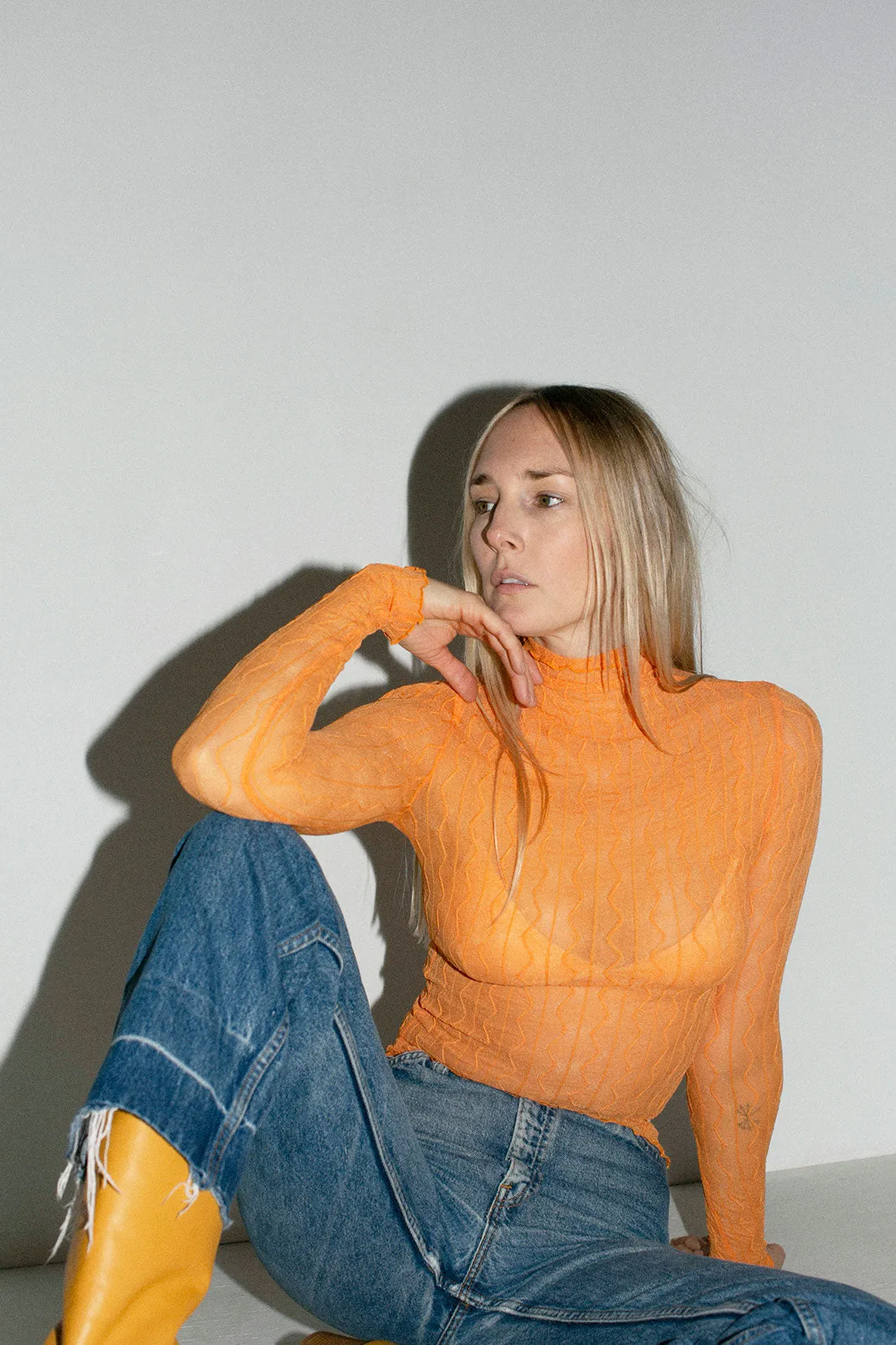 Orange Ross Mesh Top