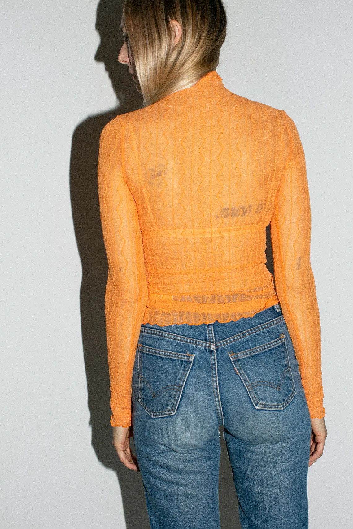 Orange Ross Mesh Top