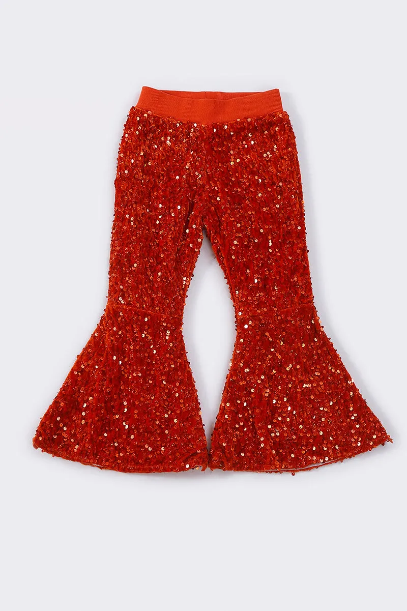 Orange sequin bell pants