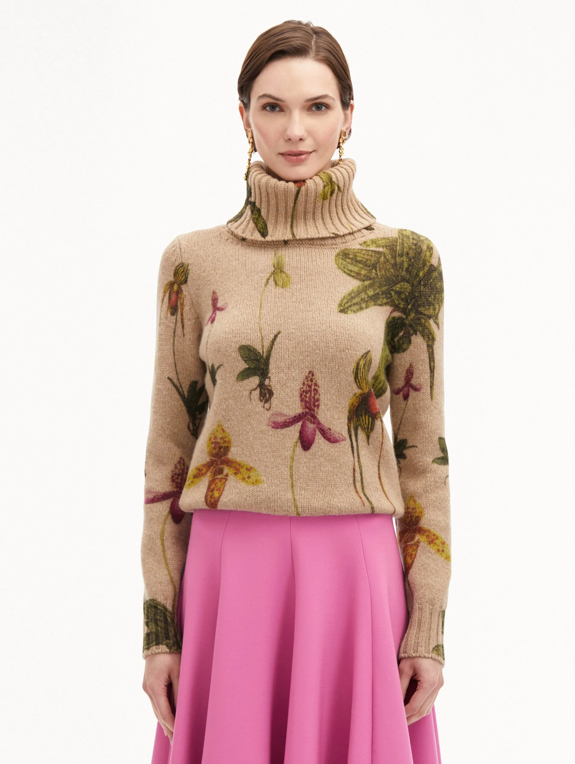 Orchid Printed Turtleneck Pullover