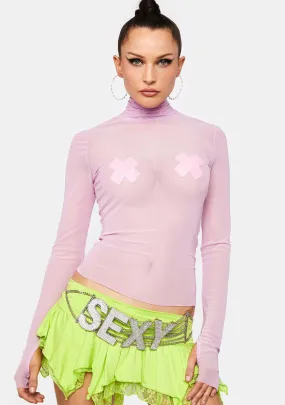 Orchid Zadie Mesh Turtleneck Top