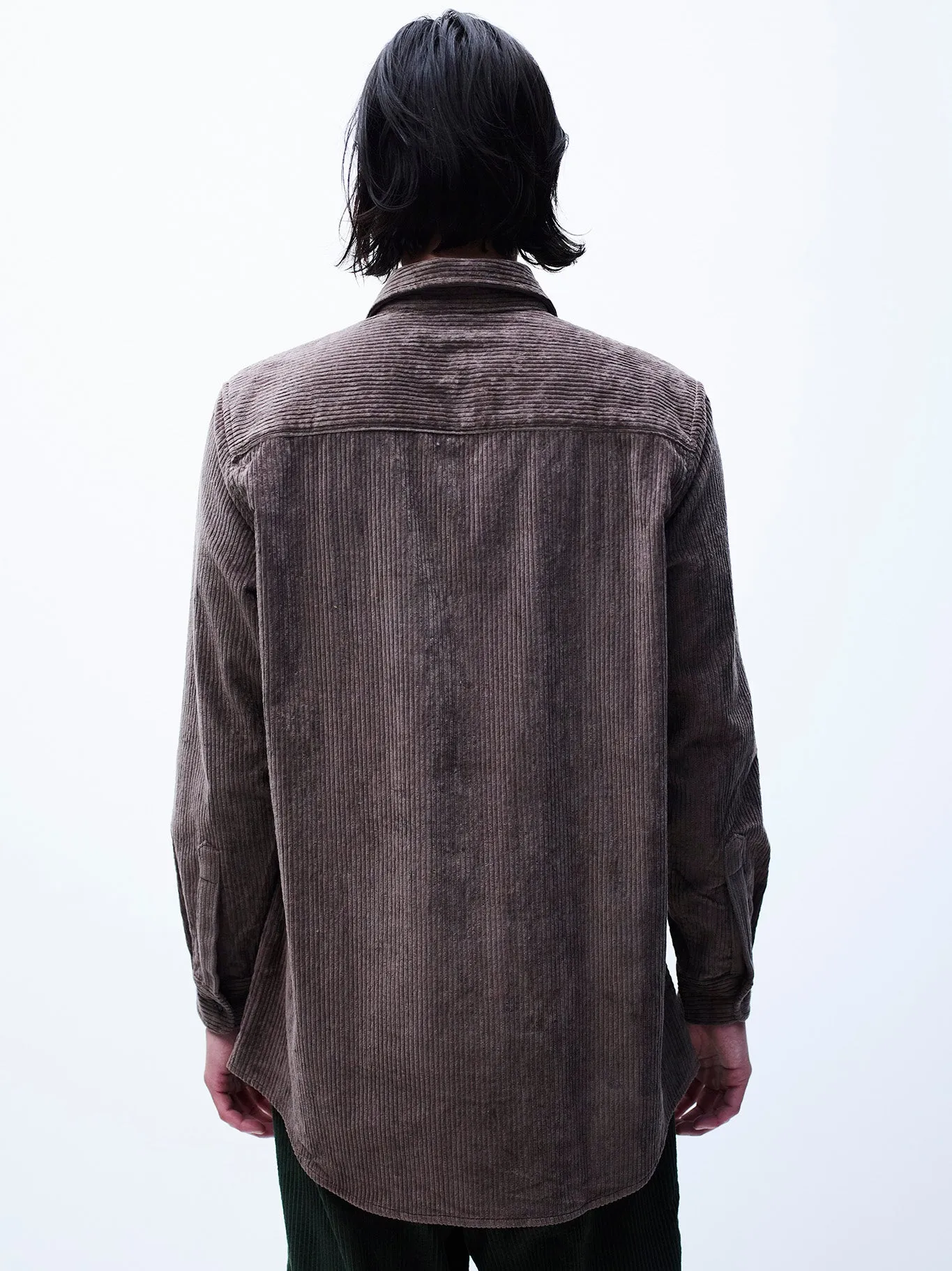 Oversized Artist's Shirt in Smoke Corduroy