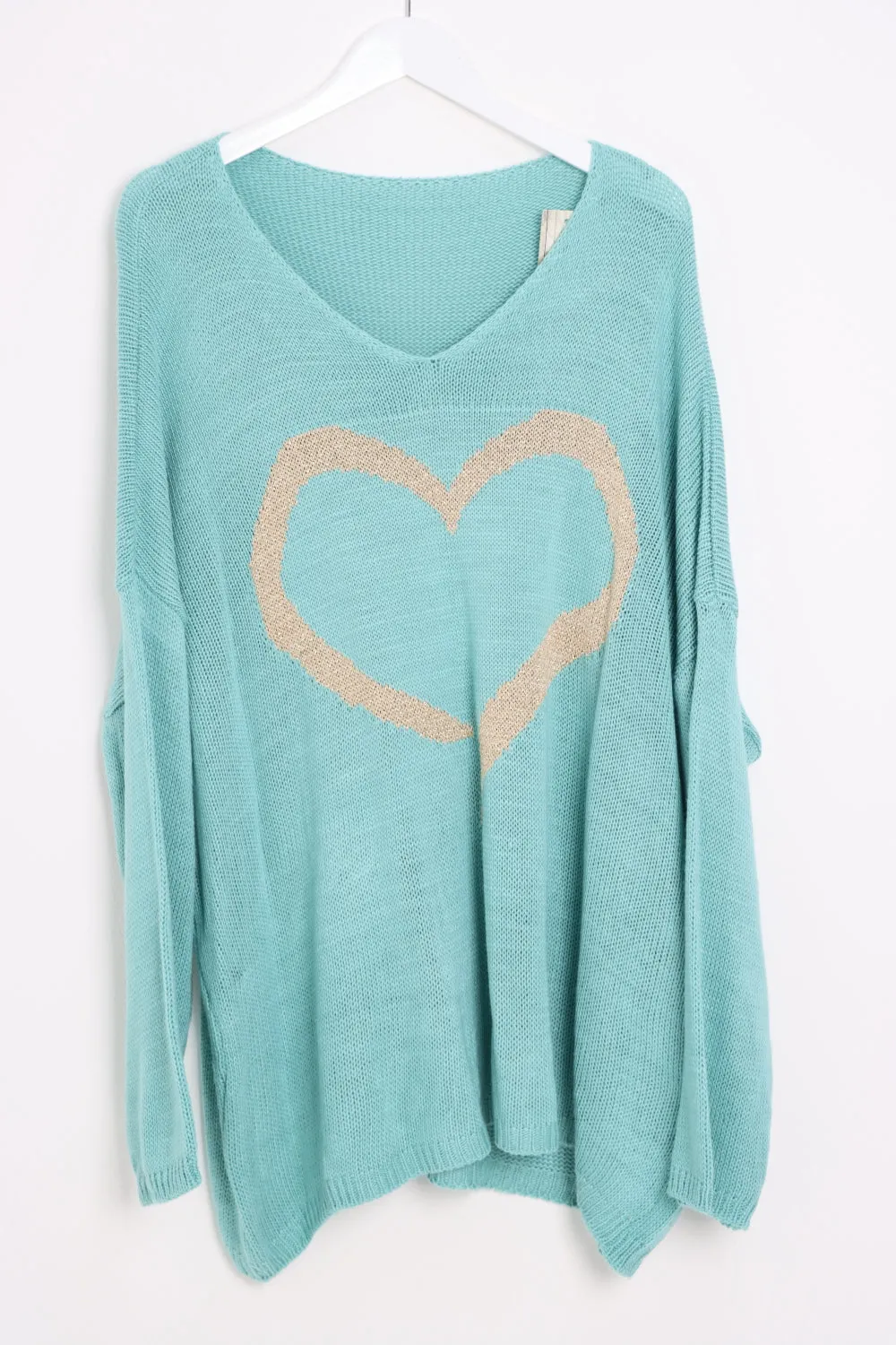 Oversized Glitter Heart Print Jumper Top