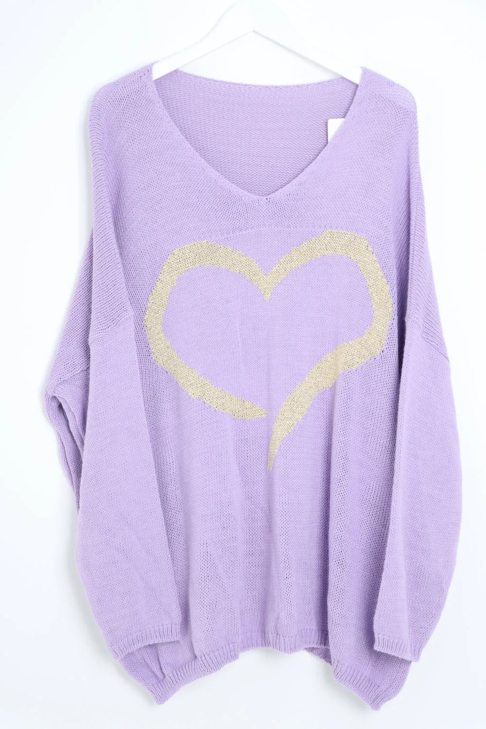 Oversized Glitter Heart Print Jumper Top